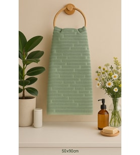 %100 Pamuklu 2’li Yeşil El Havlusu Seti – 50x90 cm  Doğal Konfor ve Canlı Renk