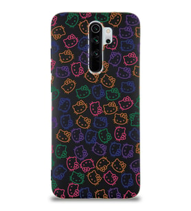 Xiaomi Redmi Note 8 Pro Uyumlu Lansman Kılıf Hello Kitty Tasarımlı İçi Kadife Kapak-Siyah (Şeffaf)