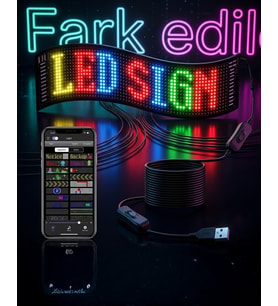 RGB LED Matrix Panel 60 cm 16x96 Piksel Kayan Yazı ve Animasyon Destekli