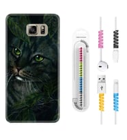 Samsung S7 Edge S20 Fe Plus Ultra S21 S22 Kılıf Kablo Koruma Spiral Silikon Flowers Cat 1345