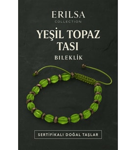Sertifikalı Sentetik Yeşil Topaz Taşı Bileklik - Doğal Görünümlü İlham ve Pozitif Enerji Unisex (Çok Renkli)