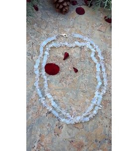 STONEAGE JEWELLERY Aytaşı Çift Sıra Doğal Taş Bayan Kolye (Altın / Dore)