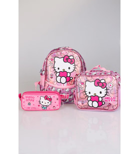 TEK BÖLMELİ KÜÇÜK BOY ANAOKUL 32 CM ,BESLENME VE KALEM ÇANTASI 3'LÜSÜ (Pembe)