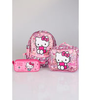 TEK BÖLMELİ KÜÇÜK BOY ANAOKUL 32 CM ,BESLENME VE KALEM ÇANTASI 3'LÜSÜ (Pembe)