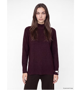 LCW Modest Mor Yarım Balıkçı Yaka Oversize Kadın Triko Tunik