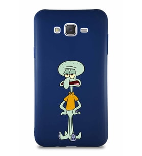 Samsung Galaxy J7 Soft Premier Kapak Squidward Dokunaç Tasarımlı Silikon Kılıf - Lacivert (Şeffaf)