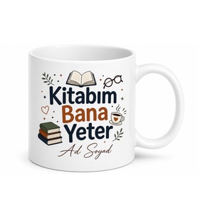 Kitabım Bana Yeter Yazılı Komik Kupa Bardak Kitap Kurdu Hediye