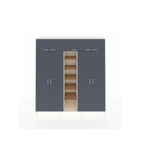 Hyperion Dolap 18 Raflı 9 Kapaklı 220x44x243 Aytaşı-Antrasit/Çam