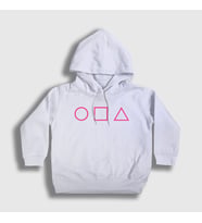 Presmono Unisex Çocuk Beyaz Purple Symbols Squid Game Kapüşonlu Sweatshirt 261247tt (Beyaz)