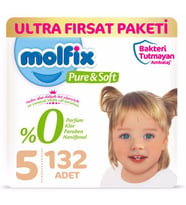 Molfix Pure&Soft Bebek Bezi 5 Beden Ultra Fırsat Paketi 66x2 Adet (Mavi)