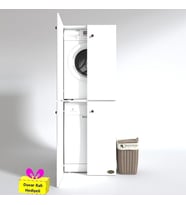 Kenzlife çamaşır-bulaşık makinesi dolabı kapaklı roksana byz 180*70*60 banyo çift katlı arkalıksız + tekli duvar rafı hediyeli (Karışık)
