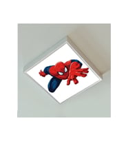 Spider Man Çocuk Led Avize-ışık-60w Güç-60x60 Beyaz Kare Çerçeve- White Homojen Aydınlatma-led Pcb-