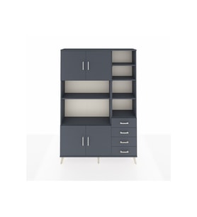 Arges Gardrop 9 Raflı 4 Çekmeceli 4 Kapaklı 132x30x195 Antrasit-Antrasit