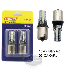 Carub Düz-Çakarlı Park Stop Sinyal Ampulü Tek Duy 12 Led Fren Lambası 12V 93 Beyaz