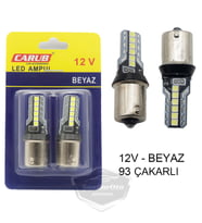 Carub Düz-Çakarlı Park Stop Sinyal Ampulü Tek Duy 12 Led Fren Lambası 12V 93 Beyaz