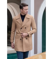Camel Kruvaze Kaşe Kırlangıç Yaka Düz Tek Yırtmaç Tam Astar Slim Fit Classic Palto 1005245151