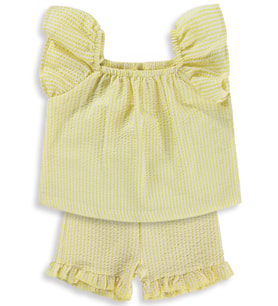 Civil Baby Çizgi Empirmeli Fırfır 6-18 Ay Takım - Sarı