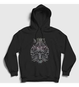 Presmono Unisex Siyah Skulls In Flames Kapüşonlu Sweatshirt 84978tt