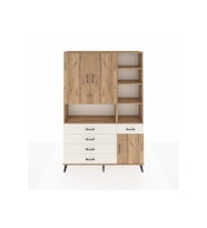 Arges Dolap 8 Raflı 5 Çekmeceli 3 Kapaklı 132x30x195 Çam-Çam/Aytaşı