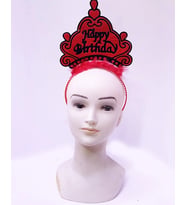 Happy Birthday Neon Kırmızı Renk Doğum Günü Tacı 24x15 Cm