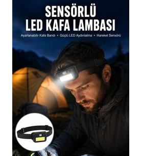 Sensörlü Kamp Lambası Ayarlanabilir Kafa Lambası Kafa Bantlı Yeni Nesil