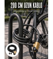 24 mm Kalın Çelik Halatlı Motosiklet ve Bisiklet Kilidi 200 cm Anahtarlı Güvenlik Kilidi