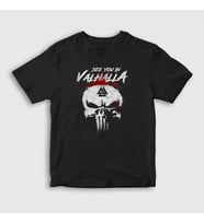 Presmono Unisex Çocuk Siyah Valhalla Vikings T-Shirt 222719tt