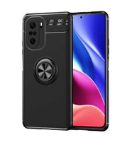 Xiaomi Redmi K40 Kılıf Zore Ravel Yüzüklü Silikon Kılıf (Siyah)