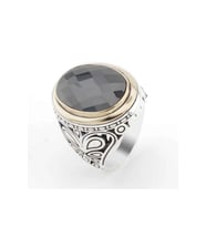 Erkek Siyah Zirkon Oval Taşlı Gümüş Yüzük