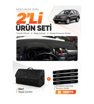 HONDA CR-V (2007-2012) Uyumlu Torpido Örtüsü + Deri Bagaj Çantası + Sticker Seti - Siyah
