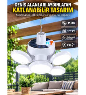 Solar Enerjili Katlanabilir Led Kamp ve Bahçe Lambası