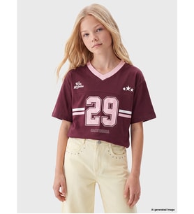LCW Kids Bordo Los Angeles Baskılı Kız Çocuk Tişört