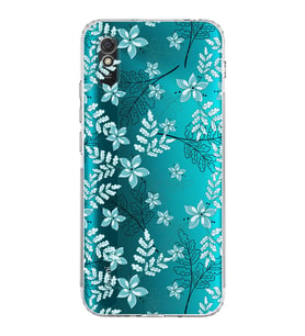 Xiaomi Redmi 9A  Kamera Korumalı Kapak Floral Su Yeşili Tasarımlı Şeffaf  Kılıf