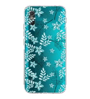 Xiaomi Redmi 9A  Kamera Korumalı Kapak Floral Su Yeşili Tasarımlı Şeffaf  Kılıf