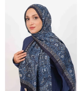 Luissa Soft Şal Etnik Desen Lacivert