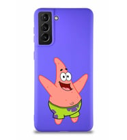Samsung Galaxy S21 Plus Soft Premier Kapak Patrick Yıldız Tasarımlı Silikon Kılıf - Mor (Şeffaf)
