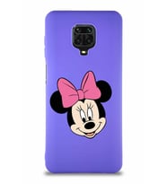 Xiaomi Redmi Note 9S Soft Premier Kapak Minnie Mouse-C Tasarımlı Silikon Kılıf - Mor (Şeffaf)