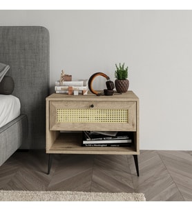Merlin Mobilya Diamond Tek Çekmeceli 2 Bölmeli Hazeran Detaylı Komodin