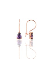 Gümüş rose ametis taşlı çengelli damla küpe SGTL10118MOR