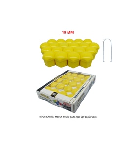 Bijon Kapağı Düz 19 Mm Sarı 20 Li Set