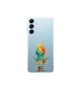 Samsung Galaxy M14 ile uyumlu Splash ahtapot tasarımlı şeffaf silikon kılıf