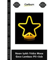 Özel Üretim Dekoratif LED Tasarım Estetik Modern 21x24 Neon Işıklı Yıldız Masa Gece Lambası Pil+Usb