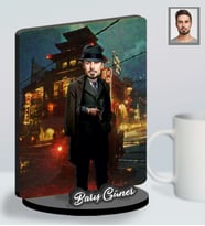 Kişiye Özel Babalar Günü Godfather Baba Karikatürlü Üç Katmanlı Ahşap Biblo Model-5-2