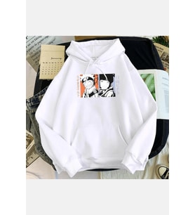 Naruto Hinata Kapşonlu Sweatshirt (Beyaz)
