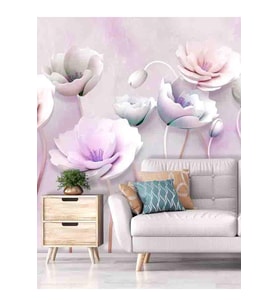 Dreamwall 3D Renkli Çiçekler Deseni Silinebilir Sağlıklı Tekstil Duvar Kağıdı (Çok Renkli)