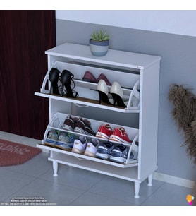 Modilayn UMAY Kapı Önü 72x90x25,5 cm’ lik 2 Düşer Kapak 4 Göz Bölmeli Ayakkabılık