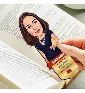 Zarif Kadın Karikatürlü Kitap Okuma Ayracı