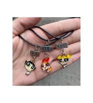Powerpuff Girls Best Friend 3 lü Kolye Seti Hediyelik Aksesuar Şık Takı Süs (Gümüş)