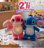 2'li Pembe Angel Mavi Stitch Yıldızlı Rüyalar Uyku Arkadaşı Işıklı ve Müzikli