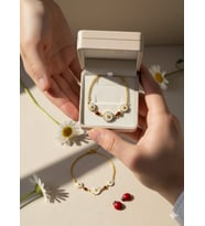 925 ayar uğur böcekli papatya bileklik.rose.gold.rodaj